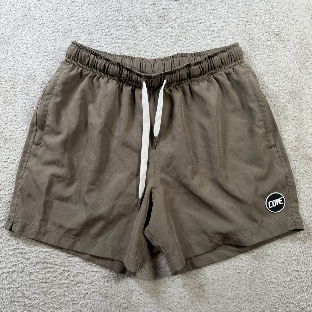 Cove Shorts Mens 30 Brown Drawstring Zip Pocket Gym 5" Stretch Performance